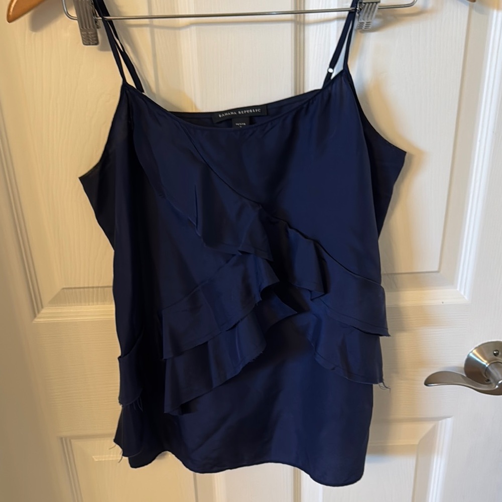 Banana Republic Blue Ruffled Sleeveless Camisole